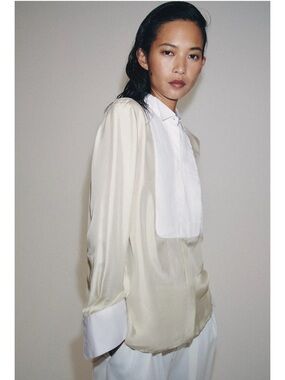 ZARA 100% SILK BIB SHIRT ZW COLLECTION